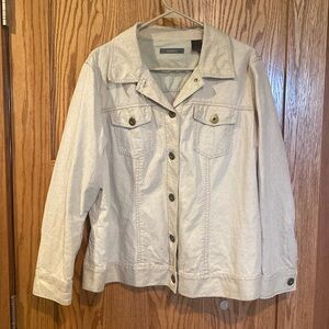 Liz Claiborne Tan with Gold Shimmer Button Up Jacket 1XL